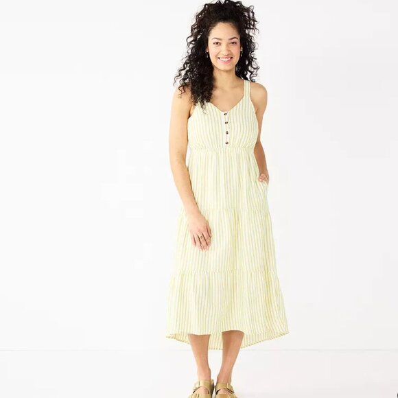 Sonoma Dresses & Skirts - Women's Sonoma Goods For Life Tiered Midi Dress - Linen Blend See Measurements